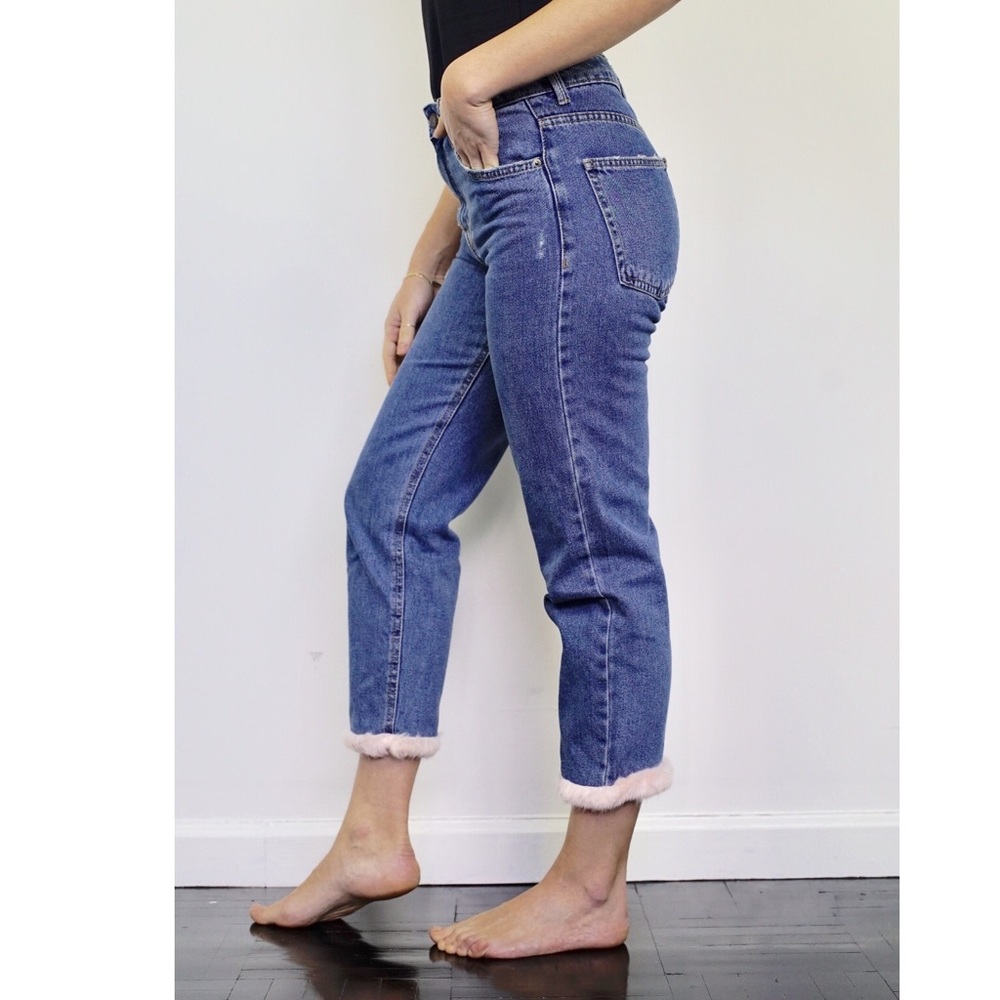 SOLD Bershka Fuzzy Fur Hem Cigarette Jeans - Picture 7 of 8